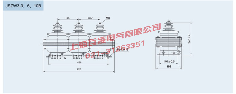 JSZW3-10B電(dian)壓互感器(qi)外形尺寸