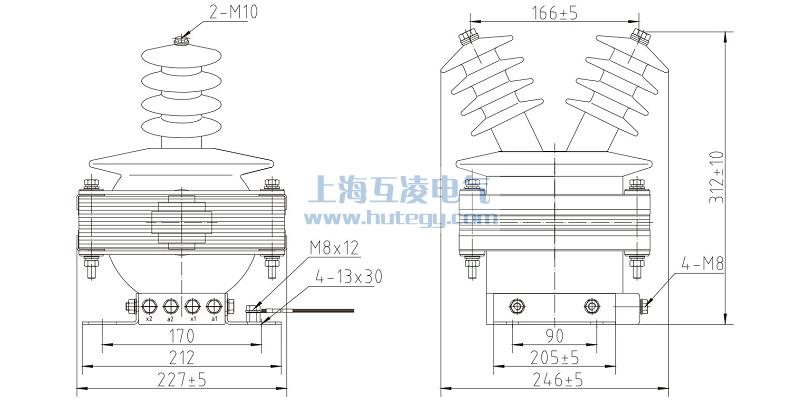 FDEG8放電(dian)線(xiàn)圈外形尺寸,FDGE8/11/√3-1.7-1尺寸圖